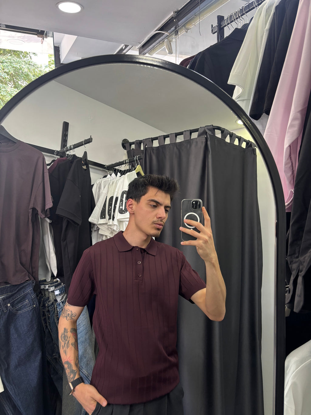 Bordo Polo Yaka Triko