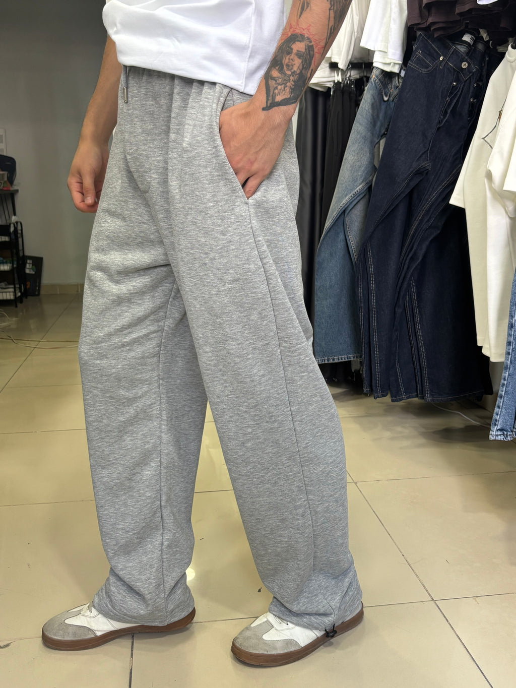 Gri Baggy Eşofman Altı(Stoperli)