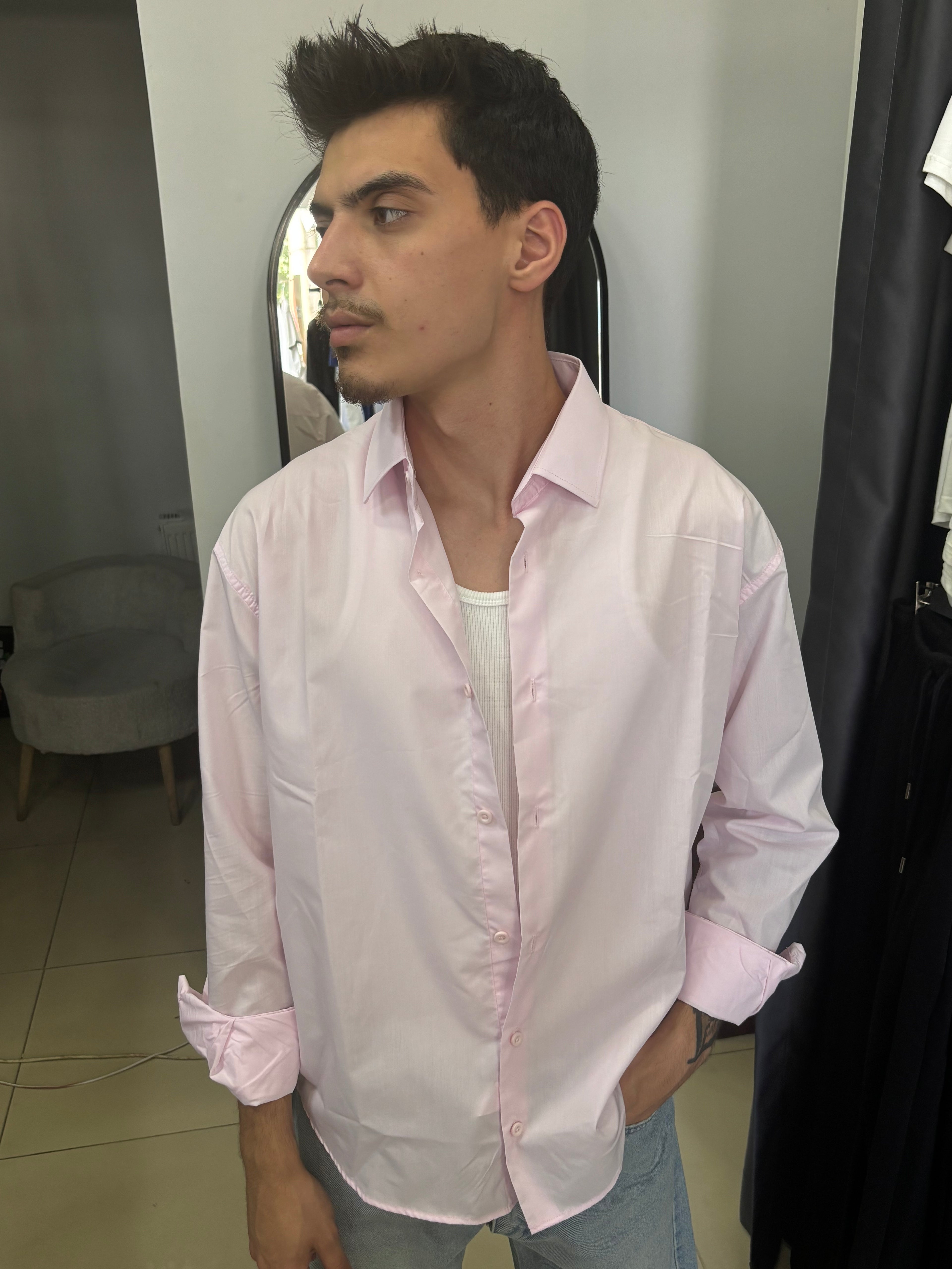 Pembe  Pamuklu Gömlek
