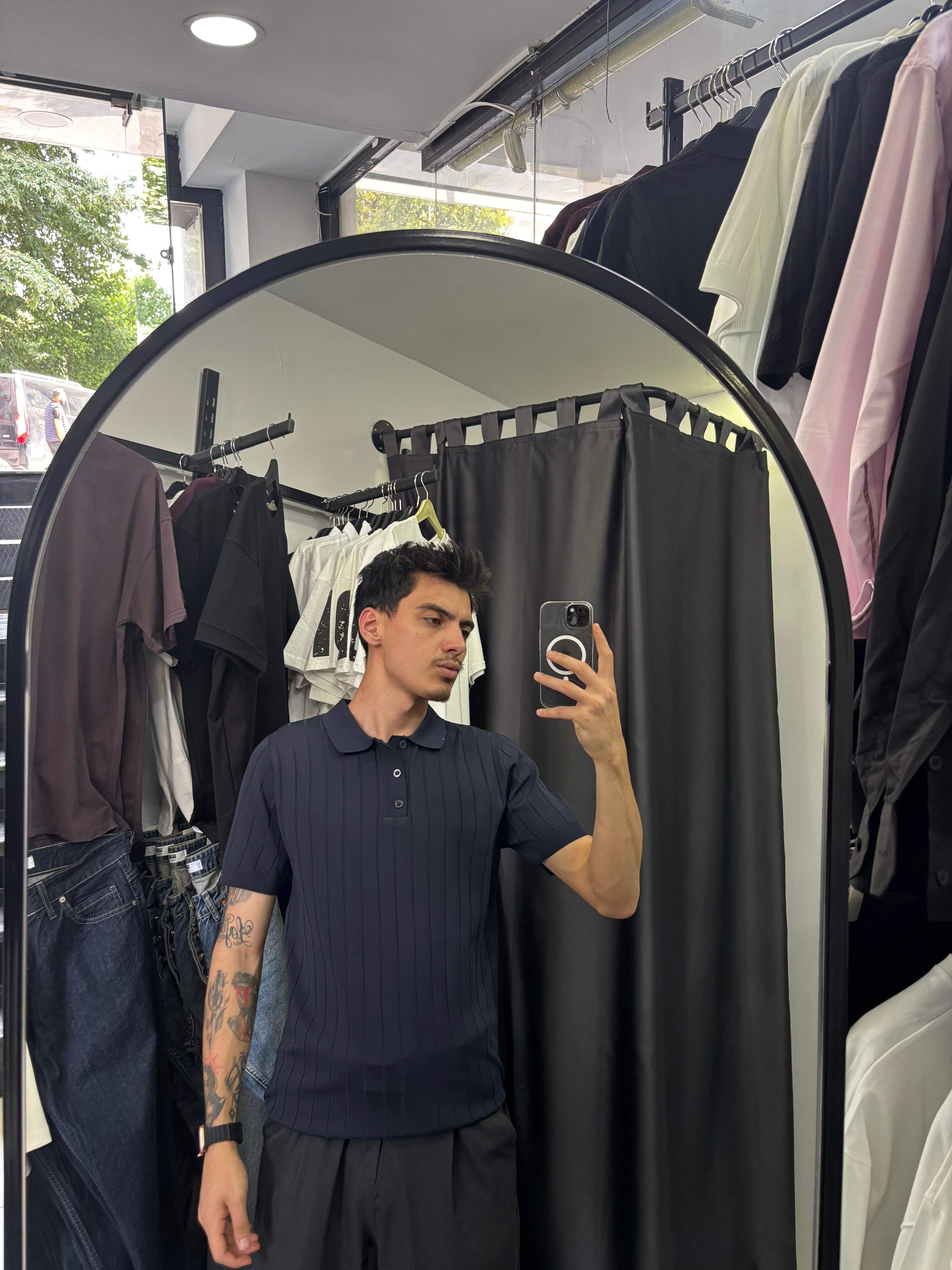 Lacivert Polo Yaka Triko